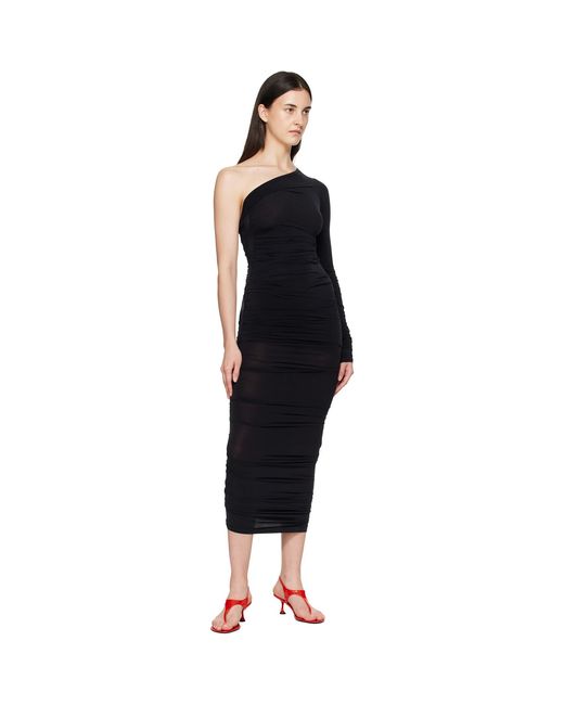 Wolford Black Sheer Drape String Body Long Sleeve Bodysuit