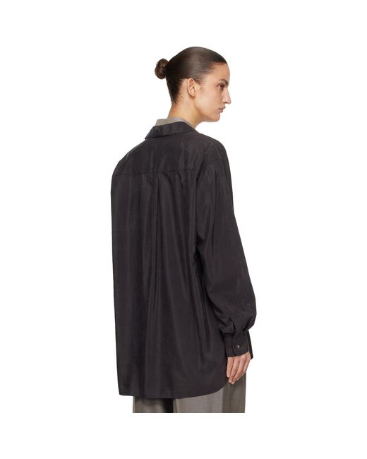 Ssstein Black Silk Nylon Skipper Shirt