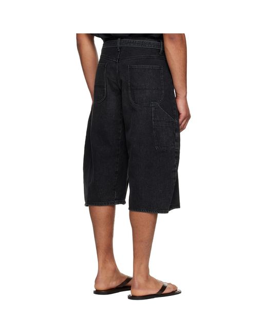 Sacai Black Faded Denim Shorts for men