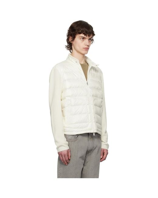Moncler White Padded Wool Zip-Up Down Jacket for men