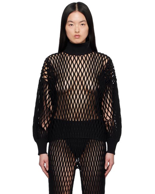 Alaïa ブラック マクラメニット ルーズ タートルネック Black