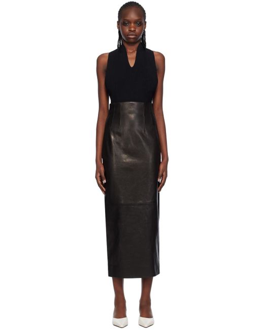 Khaite Black 'the Loxley' Leather Maxi Skirt