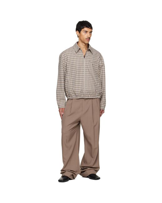 Ferragamo Brown Check Bomber Jacket for men