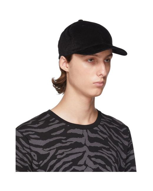 Saint Laurent Black Corduroy Cap for 