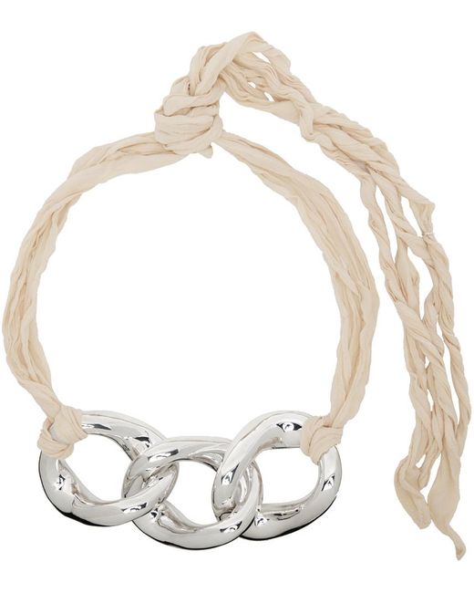 Jil Sander Black Beige Curb Chain Necklace for men