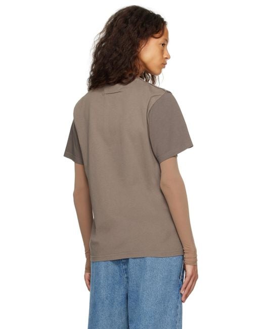MM6 by Maison Martin Margiela Orange Taupe Two-Layer T-Shirt