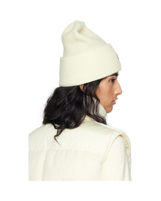 Moncler White Off- Wool Beanie