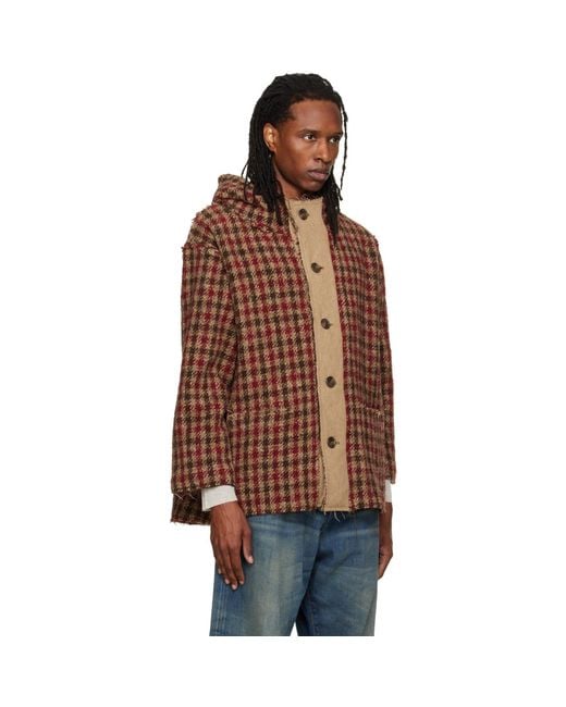 R13 Brown Oversized Hooded Jacket for men