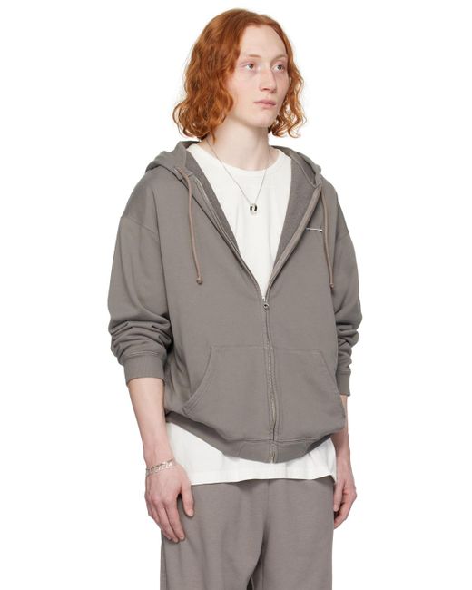 MM6 by Maison Martin Margiela Gray Taupe Safety Pin Hoodie for men