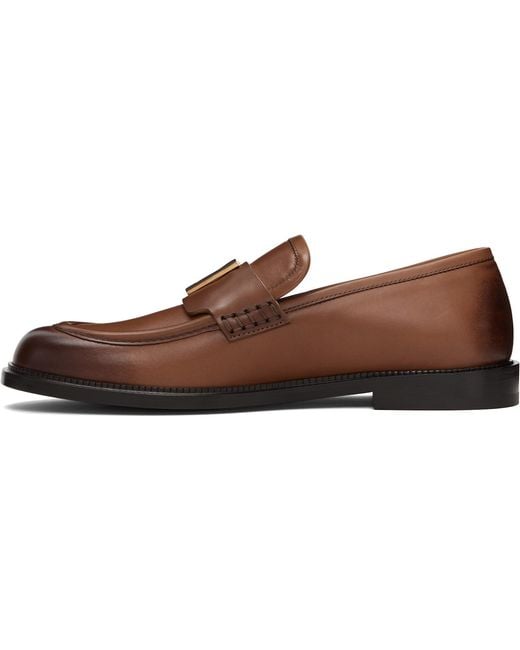 Versace Black 'V' Leather Loafers for men