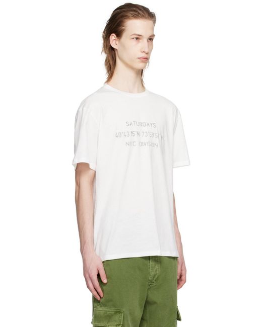 Saturdays NYC White Reverse 'nyc Division' T-shirt for men