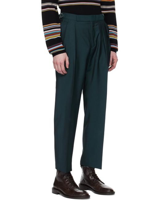Paul Smith Black Green Pleated Trousers for men