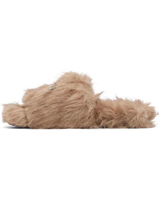 Balenciaga Brown Furry Slides