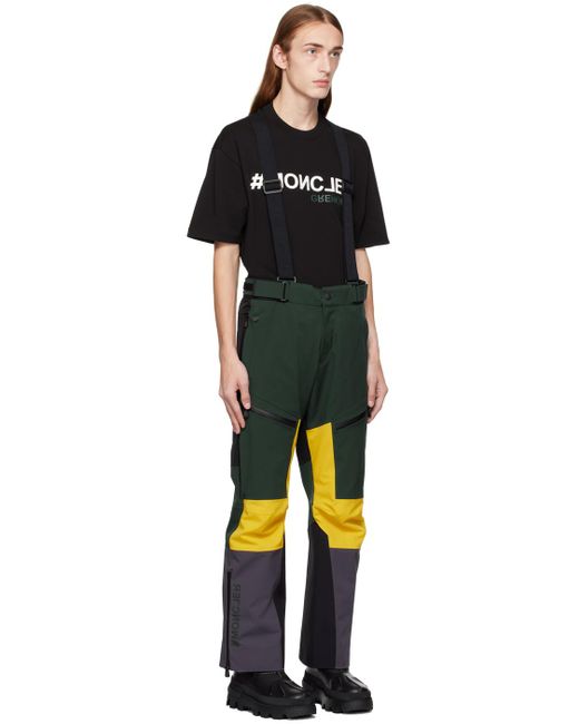 3 MONCLER GRENOBLE Black Green & Yellow Paneled Ski Pants for men