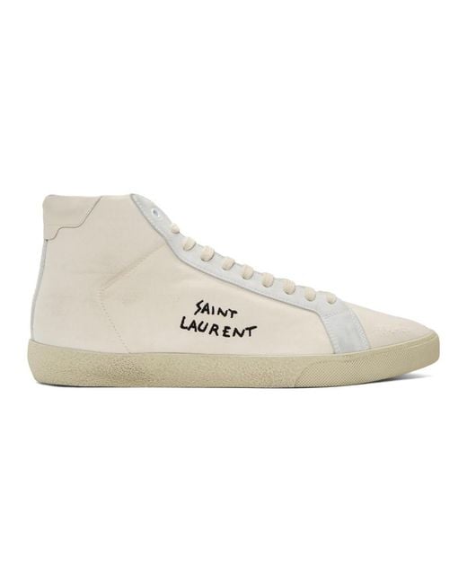 Saint Laurent Off-white Damaged Canvas Court Classic Sl/06 High-top Sneakers for men