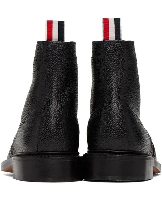 Thom Browne Black Thom E Classic Wingtip Boots for men