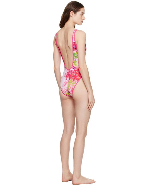 Versace Red Pink Orchid One-piece Swimsuit