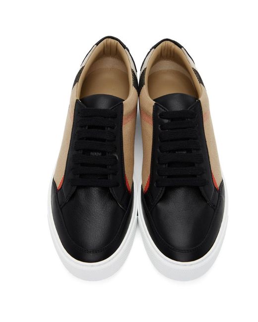 burberry salmond leather and cotton sneakers