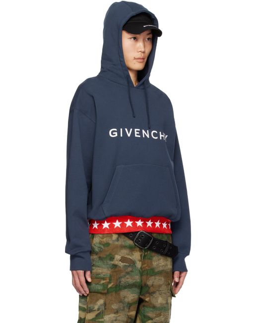 Givenchy Blue Navy Dropped Shoulder Hoodie for men