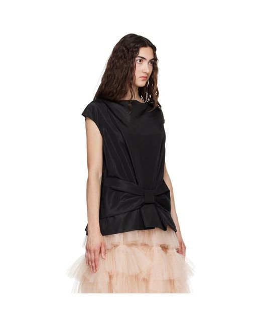 Simone Rocha Black Boxy Peplum Bow Detail Blouse