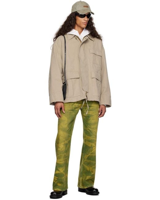 Acne Green Yellow Loose-fit Jeans for men