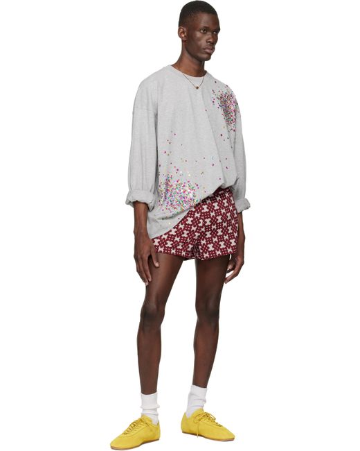 Dries Van Noten メンズ グレー エンベリッシュド 長袖Tシャツ 【公式