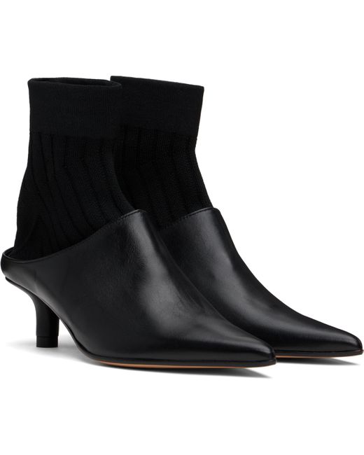 MM6 by Maison Martin Margiela Black Nappa Knit Sock Ankle Boots