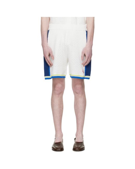 Casablanca White Off- Crochet Shorts for men