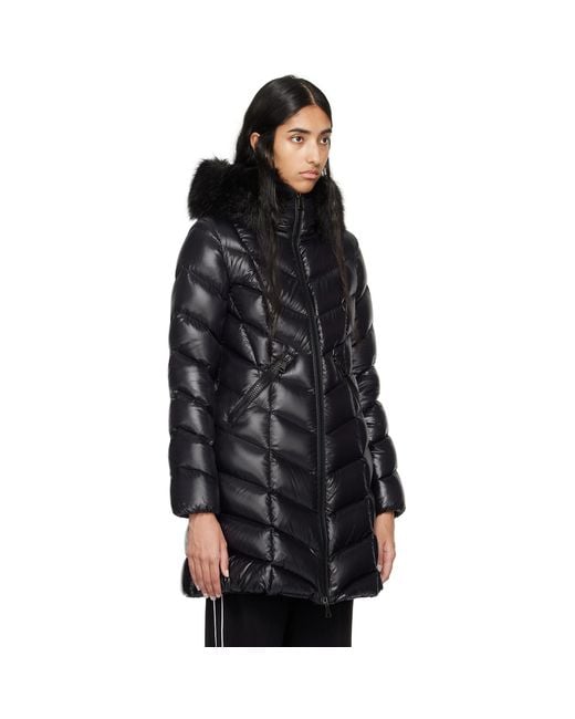 Moncler Black Fulmarus Shearling-Trimmed Down Coat