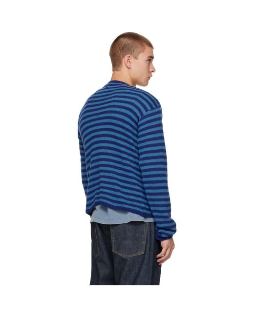Stockholm Surfboard Club Blue Striped Merino Sweater for men