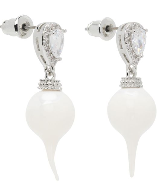 Boucles D'Oreilles Pendantes Argenté Et Blanc À Ornements Facettés Exclusives À Ssense OTTOLINGER en coloris White
