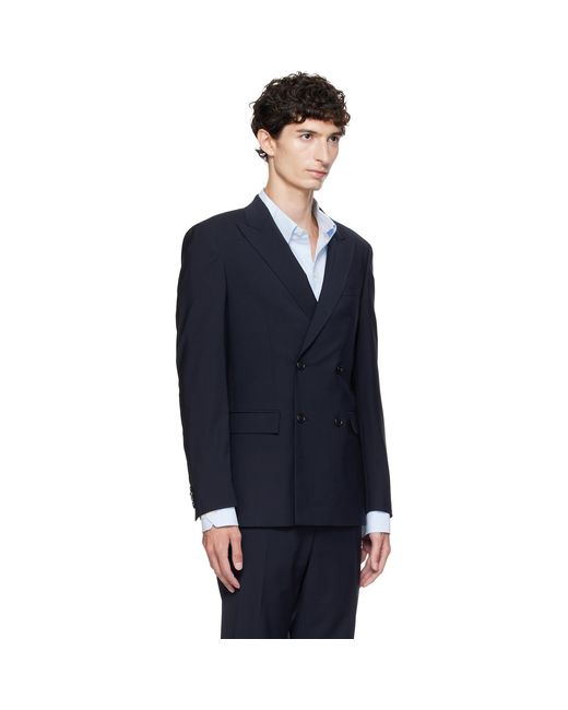 Boss Blue Double-Breasted Blazer for men