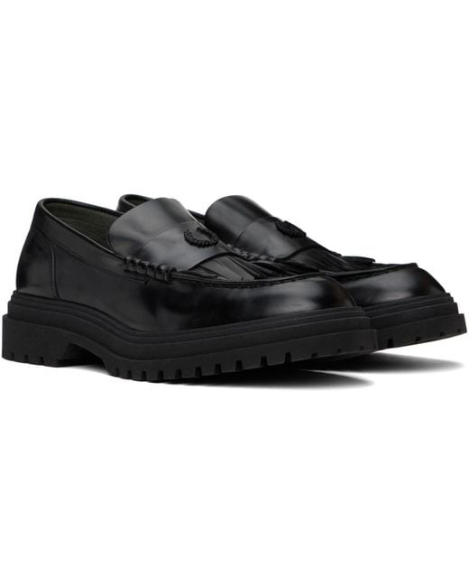 Fred Perry Black Fringed Loafers for men