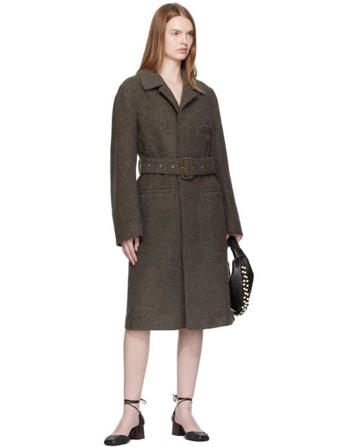 Lemaire Black Khaki Belted Tailored Coat