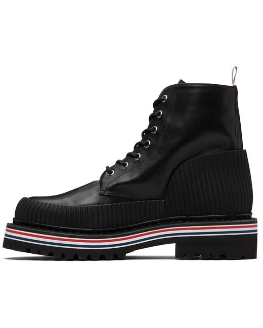 Thom Browne Black Vitello Calf Hiking Sole All Terrain Boots for men