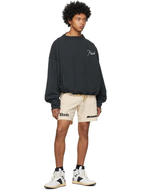 Rhude Black Panel Crewneck Sweater for Men | Lyst