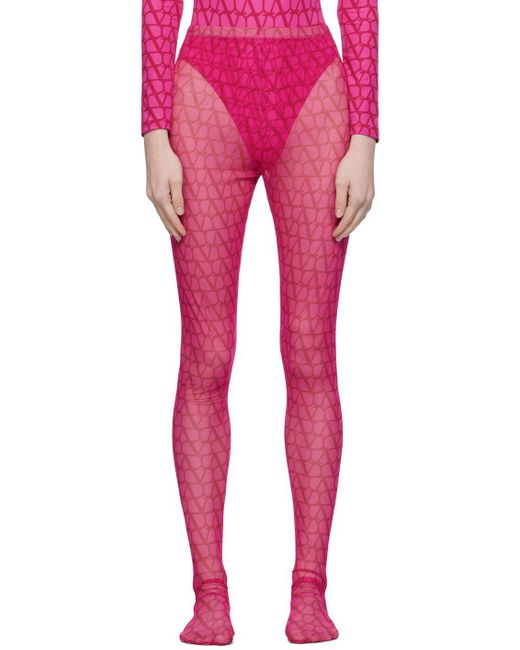 Valentino Red Pink Toile Iconographe Tights