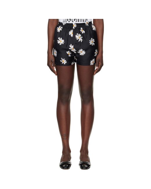 Moschino Black All Over Daisy Print Shorts