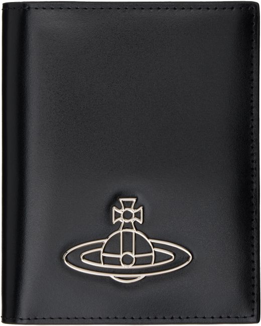 Vivienne Westwood Black Leather Passport Holder for men