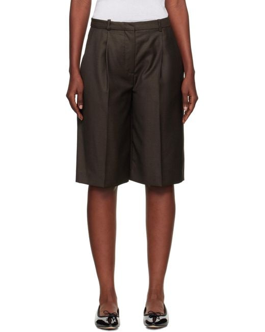 Loulou de Saison Black Adler Virgin Wool Bermuda Shorts