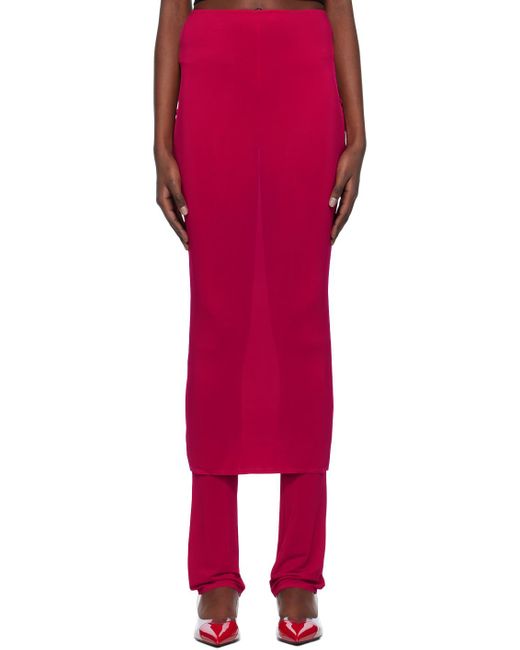 Alaïa Red Pink Fluid Maxi Skirt