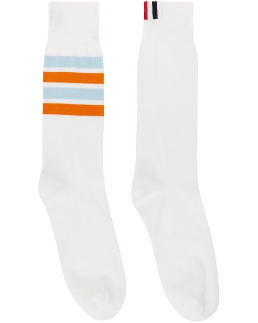 Thom Browne White 4-bar Socks for men