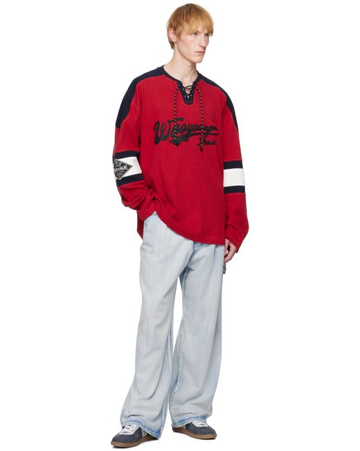 メンズ Wooyoungmi レッド Rugby 長袖トップス Red