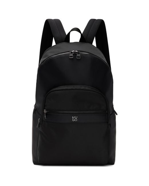 HUGO Black Bonded Logo Backpack for men