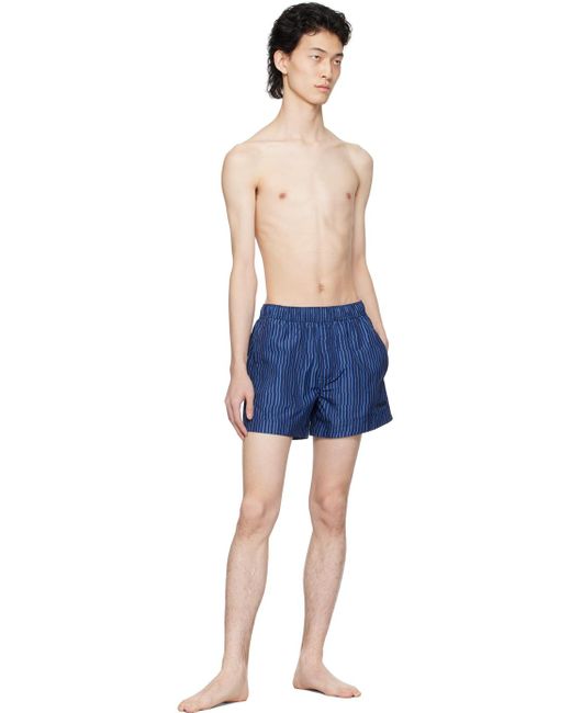 Zegna Blue Striped Swim Shorts for men