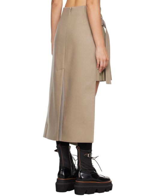 Sacai Natural Beige Mix Midi Skirt