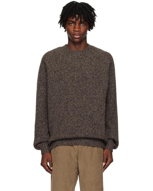 Sunspel Black Brown Chunky Sweater for men