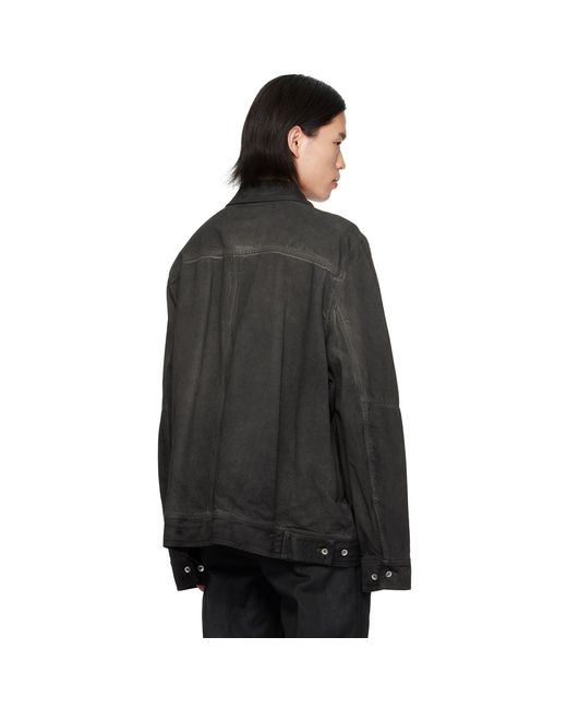 Rick Owens Black Lido Worker Denim Jacket for men