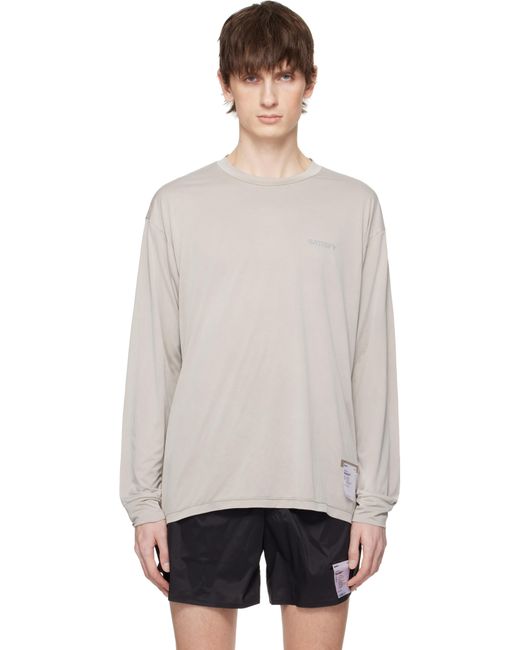 メンズ Satisfy ベージュ Auralite ロング Tシャツ Black