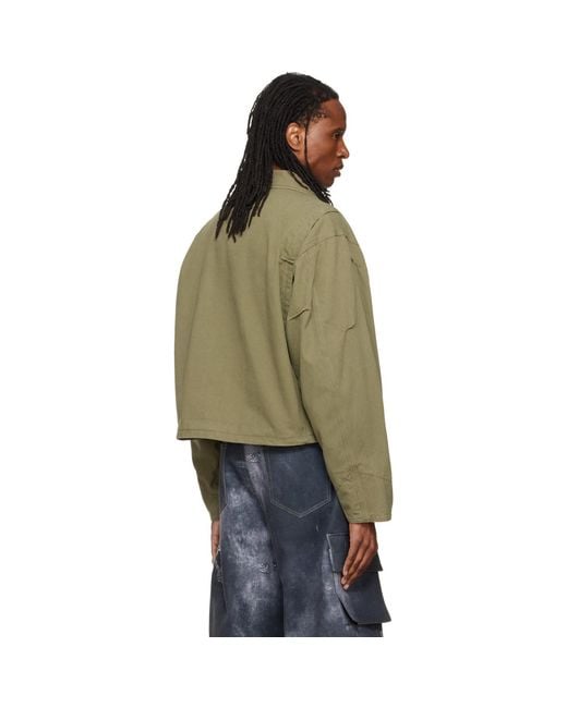 we11done Green Vintage Pin-Tucked Work Jacket for men